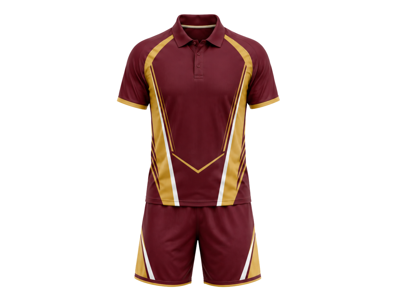 Wholesale Men’s & Youth Athletic Uniform Set – Short-Sleeve Polo & Matching Shorts, Maroon Gold Team Gear