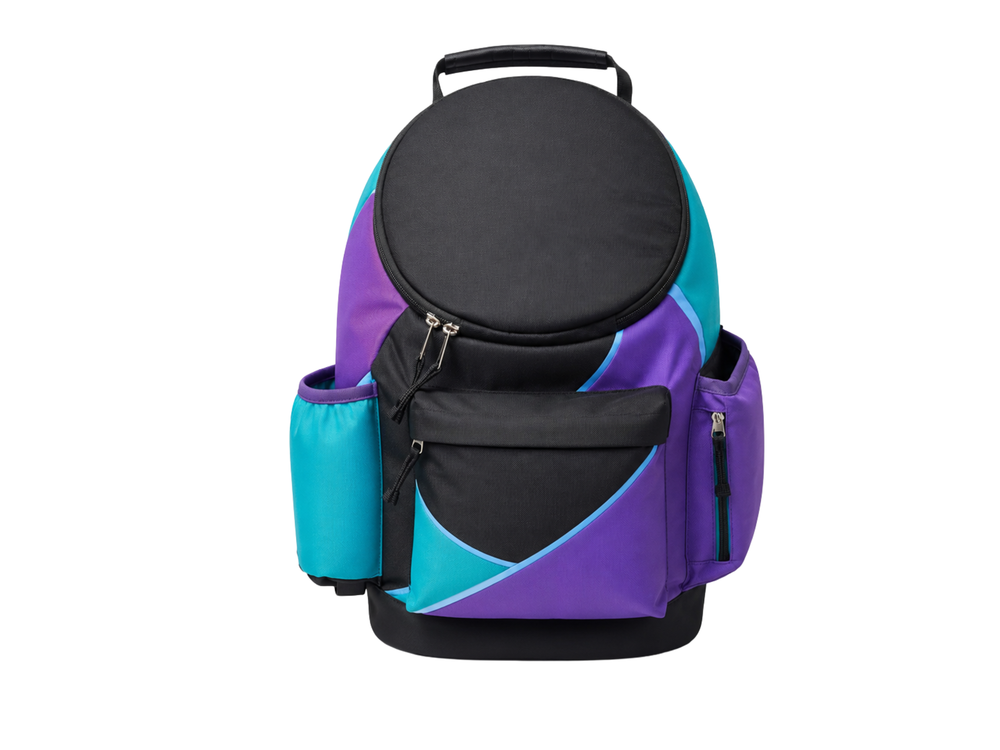 Custom Disc Golf Backpack Black Purple B2B Wholesale Tournament Bag front design preview