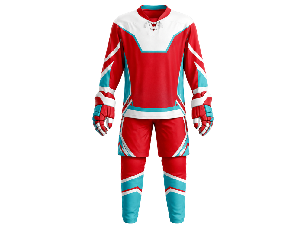 Red Custom Ice Hockey Uniform – Wholesale Bulk Team Kit, Low MOQ, B2B Performance Apparel front design preview