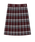 School At-The-Knee Plaid Pleated Skirt Burgundy Grey White | B2B Low MOQ Wholesale