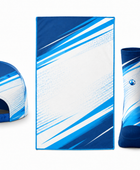 Custom Teqball Accessories Kit – White Blue Cap Towel Socks for Wholesale Buyers
