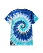 Tie Dye T Shirt Blue Aqua and White Spiral Design | B2B Low MOQ