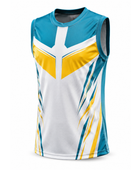 Custom Flag Football Teal, White & Yellow Jersey – Wholesale Sleeveless Team Uniform, Customizable, Low MOQ Bulk
