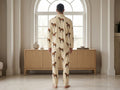 Wholesale Custom Pet Face Polyester Pajama Set, Light Beige Unisex Couples Sleepwear Manufacturer for Private Label Brands