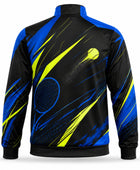 Custom Black Tennis Warm-Up Jacket – Blue Lime Team Jacket for Wholesale