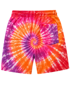 Tie Dye Drawstring Shorts Orange Pink Purple and Yellow Spiral Design | B2B Low MOQ