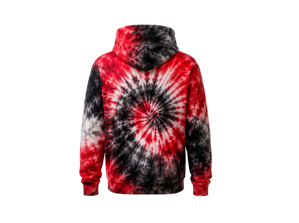 Tie Dye Pullover Hoodie Red Black and White Spiral Design | B2B Low MOQ