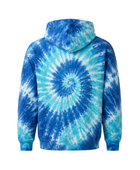 Tie Dye Half Zip Hoodie Blue Aqua and White Spiral Design | B2B Low MOQ