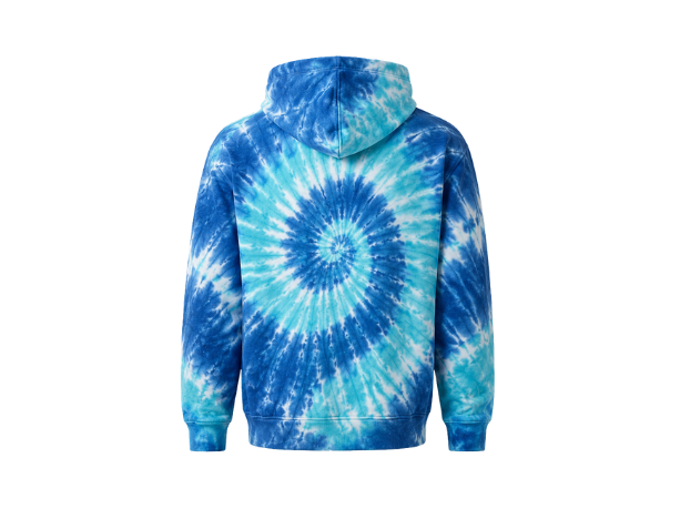 Tie Dye Half Zip Hoodie Blue Aqua and White Spiral Design | B2B Low MOQ