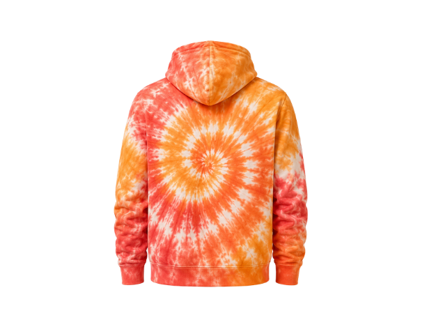 Tie Dye Full Zip Hoodie Orange Yellow and White Spiral Design | B2B Low MOQ
