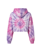 Tie Dye Cropped Pullover Hoodie Pink Purple and White Spiral Design | B2B Low MOQ
