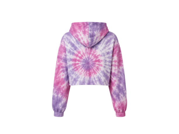 Tie Dye Cropped Pullover Hoodie Pink Purple and White Spiral Design | B2B Low MOQ