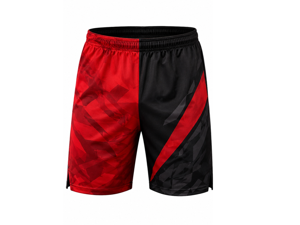 Black & Red Squash Shorts – Bulk Team Shorts, Low MOQ, Wholesale Performance Sportswear front design preview