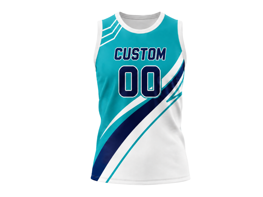 Custom Turquoise Volleyball Sublimated Vest Jersey – Sleeveless Team Uniform front design preview