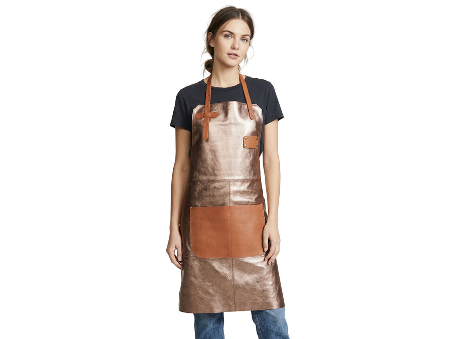 Women’s Genuine Leather Apron Cooking BBQ Grill Chef Apron for Women design preview