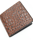 Custom Brown Crocodile Embossed Leather Bifold Wallet Set Wholesale Promotional Corporate Gift Manufacturer
