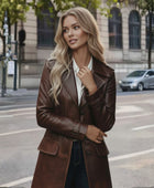 Women’s Vintage Brown Lambskin Leather Coat Wholesale Custom Private Label Outerwear Manufacturer
