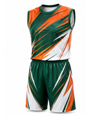 Custom green,orange and white Flag Football Uniform Wholesale Sleeveless Jersey & Shorts, Low MOQ, Bulk Team Set