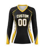 Custom Black Yellow Volleyball Libero Jersey – Sublimated Long Sleeve Team Uniform