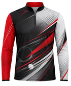 Custom ping pong Quarter Zip Top – Red Black Ping Pong Teamwear for Wholesale Buyers