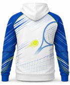 Custom White Blue Tennis Hoodie – Team Warm-Up Hoodie for Wholesale