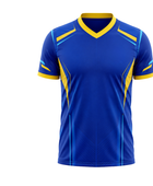 Custom Blue Yellow Soccer Coach Shirt | Wholesale Team Staff Apparel for Bulk Orders