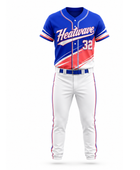 Custom Blue White Red Baseball Uniform | Wholesale Team Jersey and Pants Set for Bulk Orders
