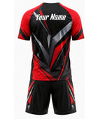 Red & Black Padel Uniform – Team Performance Jersey & Shorts, Wholesale Bulk, Low MOQ