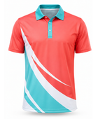 Custom Tennis Jersey – Coral & Aqua Performance Polo, Wholesale Bulk, Low MOQ, Team Uniform