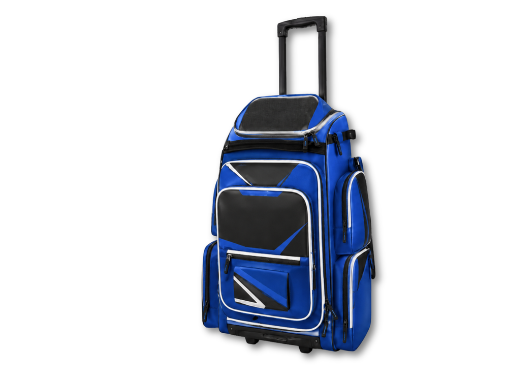 Custom Navy Blue Baseball Duffel Bag | Wholesale Team Gear Bag for Bulk Orders front design preview