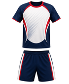 Navy, White & Red Teqball Uniform – Bulk Team Jersey & Shorts, Low MOQ, Wholesale Performance Set