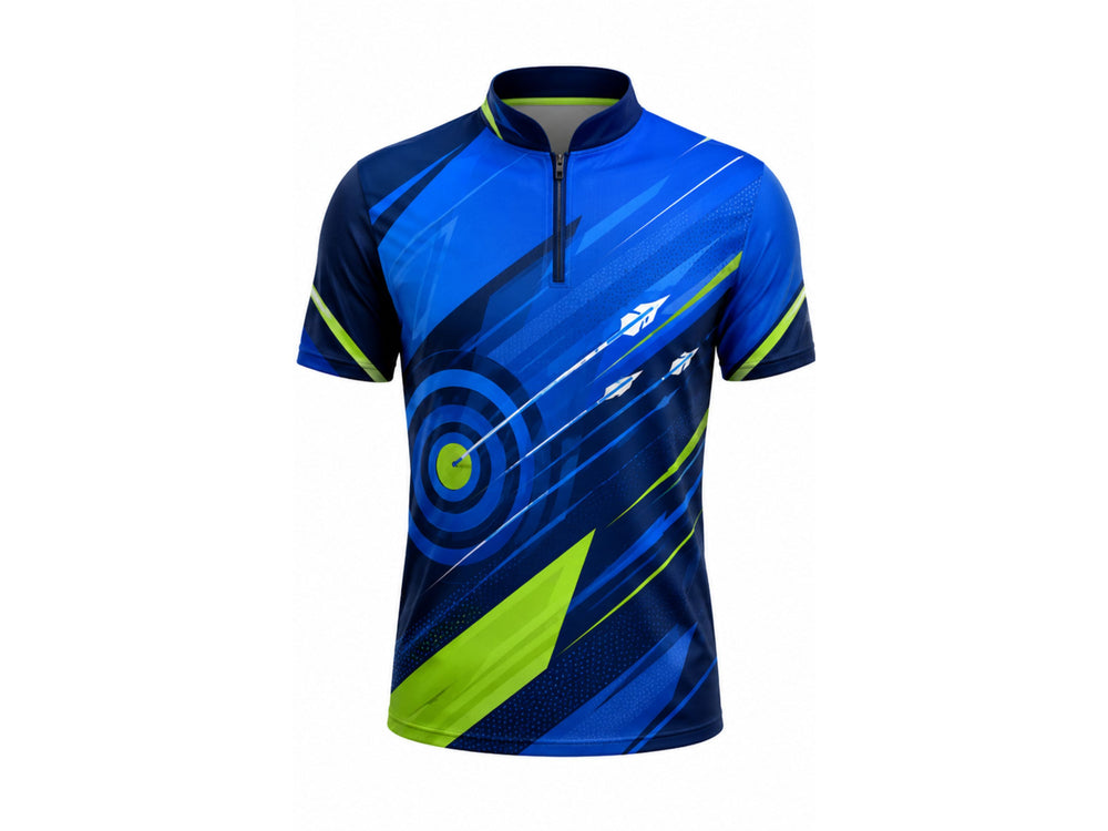 B2B Archery Jersey Blue & Lime Wholesale Bulk Team Jersey Performance Sportswear front design preview