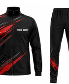 Track and Field Warm-Up Tracksuit Set – Black, Red and White Wholesale Athletics Teamwear