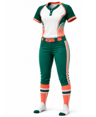 Green/White/Orange Softball Uniform – Wholesale Bulk Team Kit, Low MOQ, B2B Performance Apparel