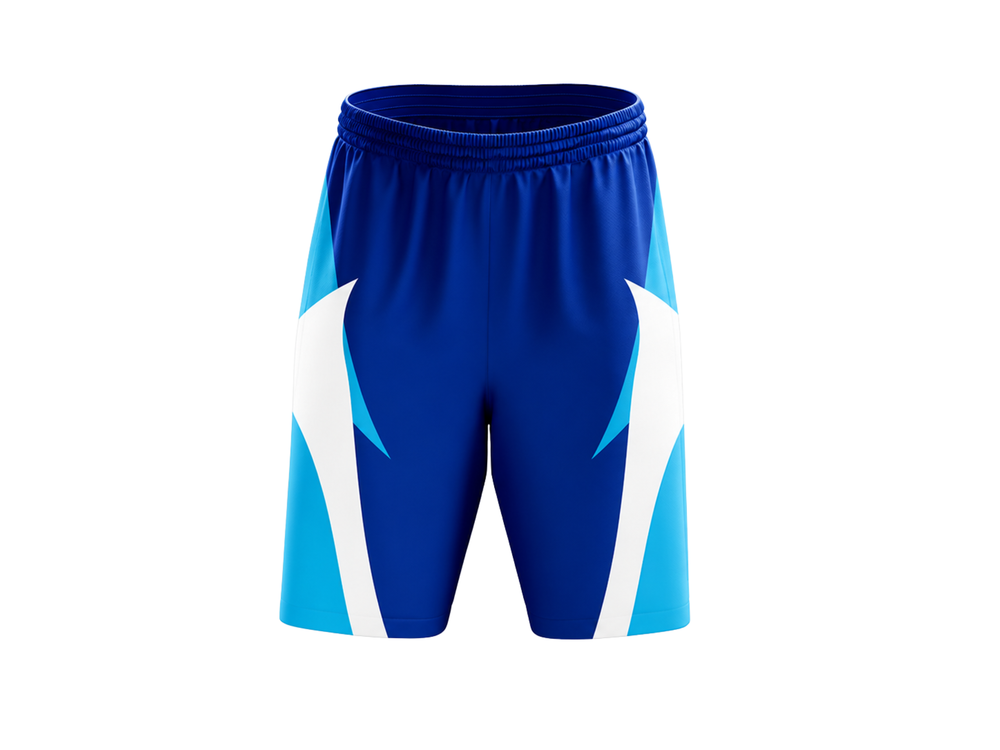 Blue & White ESports Shorts – Team Gaming Performance Wear, Wholesale Bulk, Low MOQ front design preview