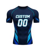 Custom Navy Soccer Compression Shirt | Wholesale Short Sleeve Team Base Layer
