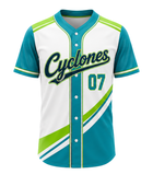 Custom White Teal Baseball Jersey | Wholesale Button Front Team Jersey for Bulk Orders