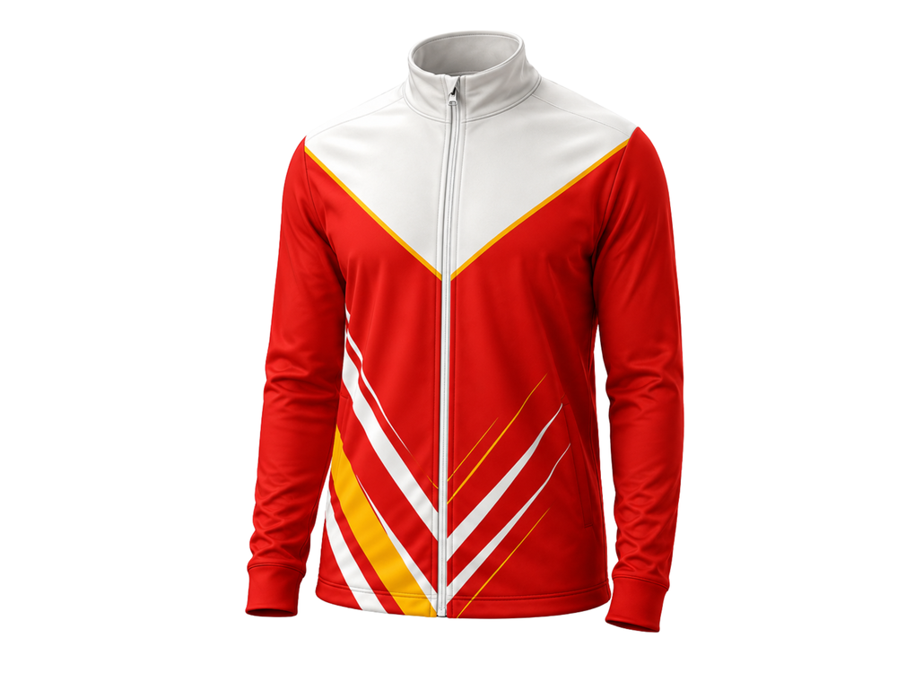 Red & White Sports Jacket – Team Athletic Jacket, Wholesale Bulk, Low MOQ front design preview