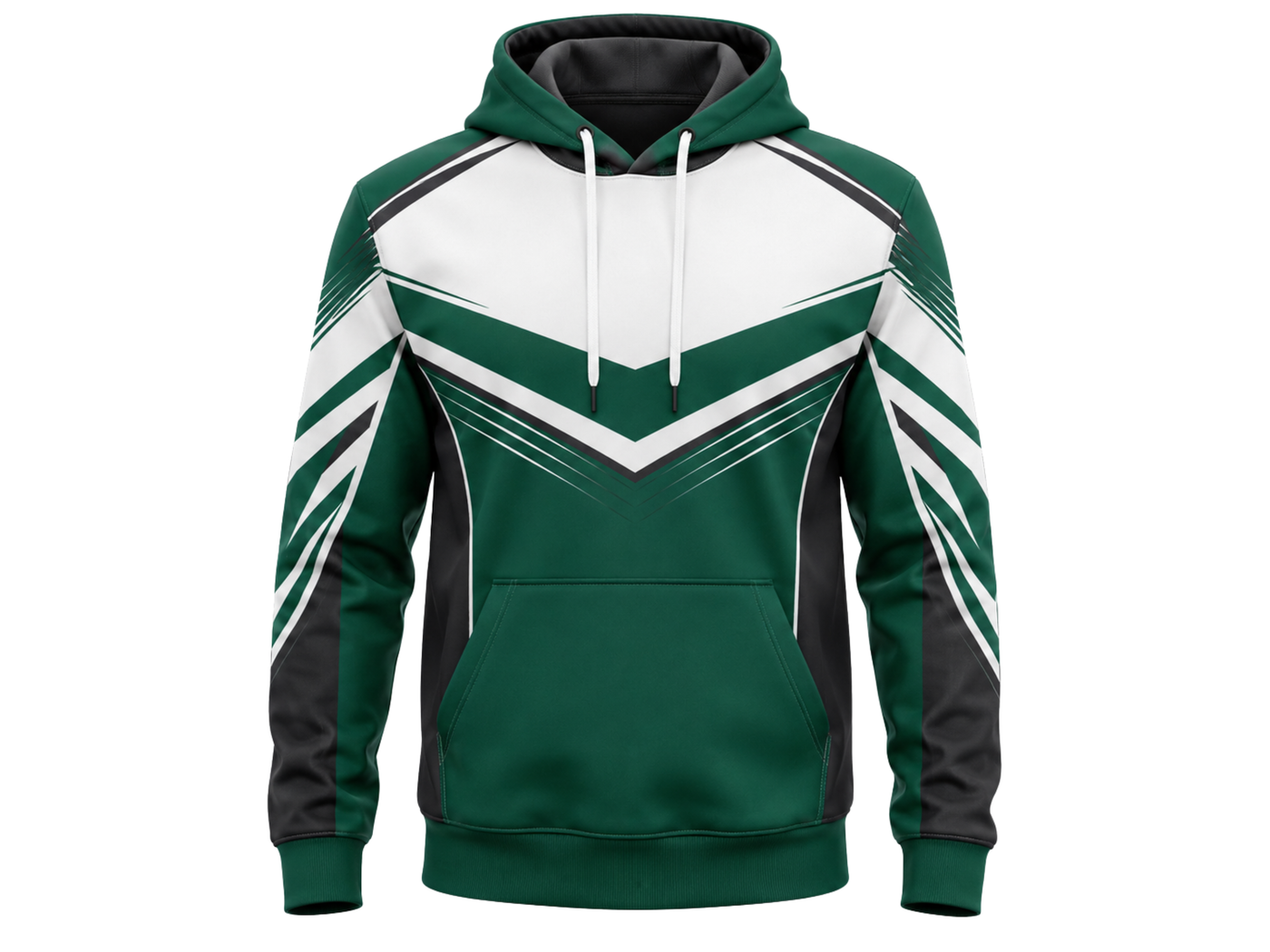 Custom Green White Rugby Hoodie | Wholesale Team Pullover Hoodie for Clubs and Bulk Orders