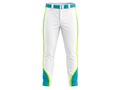 Custom White Teal Lime Baseball Pants | Wholesale Team Uniform Pants for Bulk Orders