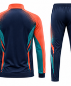 Custom Navy Orange Soccer Tracksuit | Wholesale Team Jacket and Pants Set