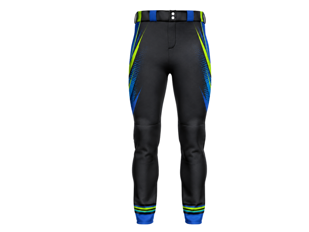 Custom Black Blue Baseball Pants | Wholesale Team Uniform Pants for Bulk Orders front design preview
