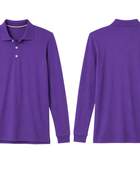School Uniform Long Sleeve Polo Shirt Purple B2B School Uniform Manufacturer