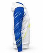 Custom White Blue Tennis Hoodie – Team Warm-Up Hoodie for Wholesale