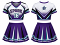 Wholesale Purple Cheerleading Uniform Matching Top & Skirt, Custom Team Name, Player Number, Low MOQ