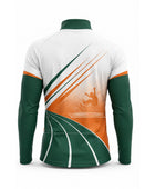 Custom Track & Field Coach Jacket | Wholesale Athletics Staff Jacket | White Green Orange | Apparels Bridge