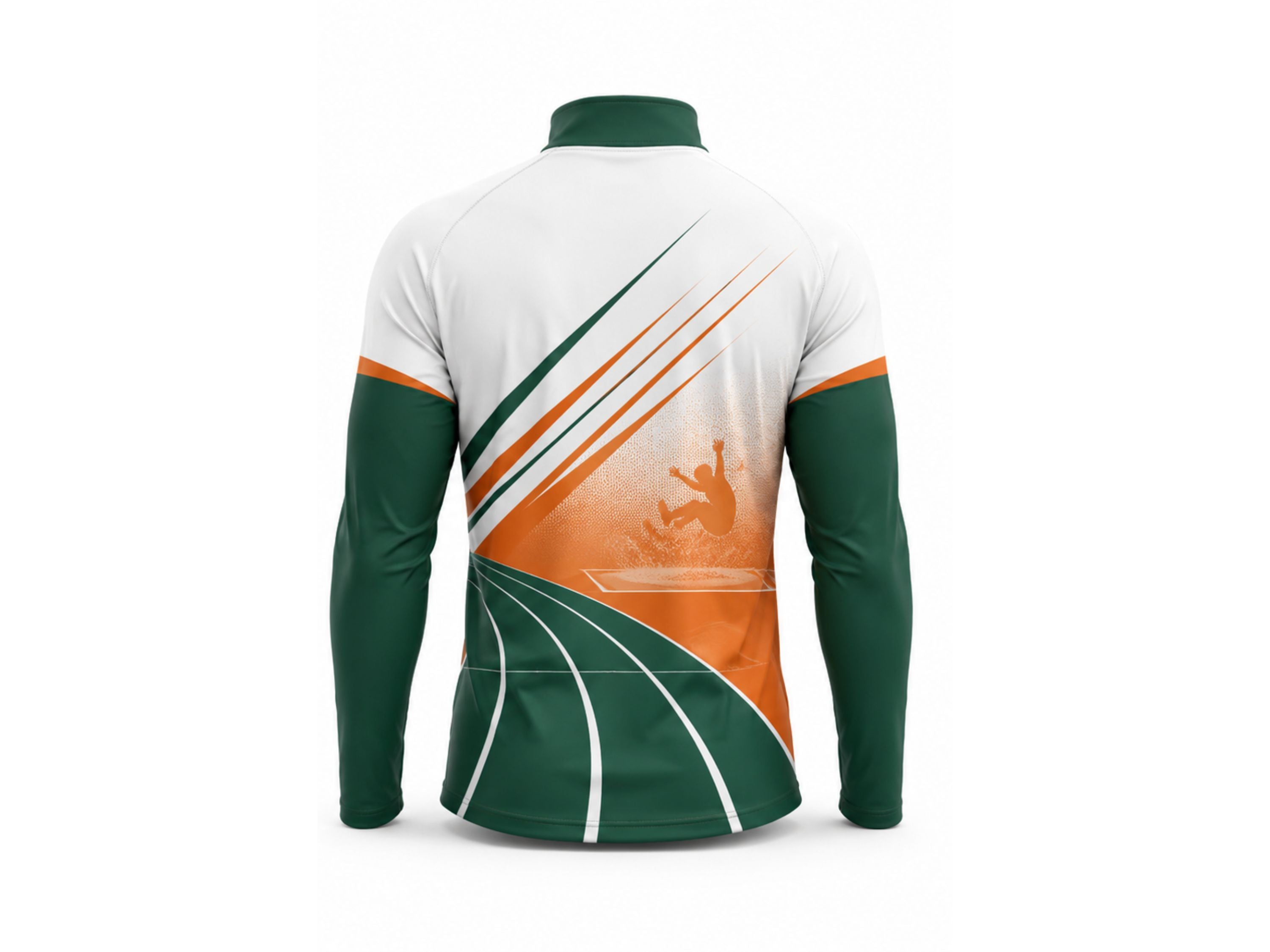 Custom Track & Field Coach Jacket | Wholesale Athletics Staff Jacket | White Green Orange | Apparels Bridge