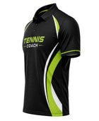 Custom Black Tennis Coach Polo – Lime Staff Team Shirt for Wholesale
