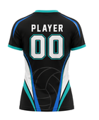 Custom Black Volleyball Coach Jersey – Teal Short Sleeve Staff Teamwear