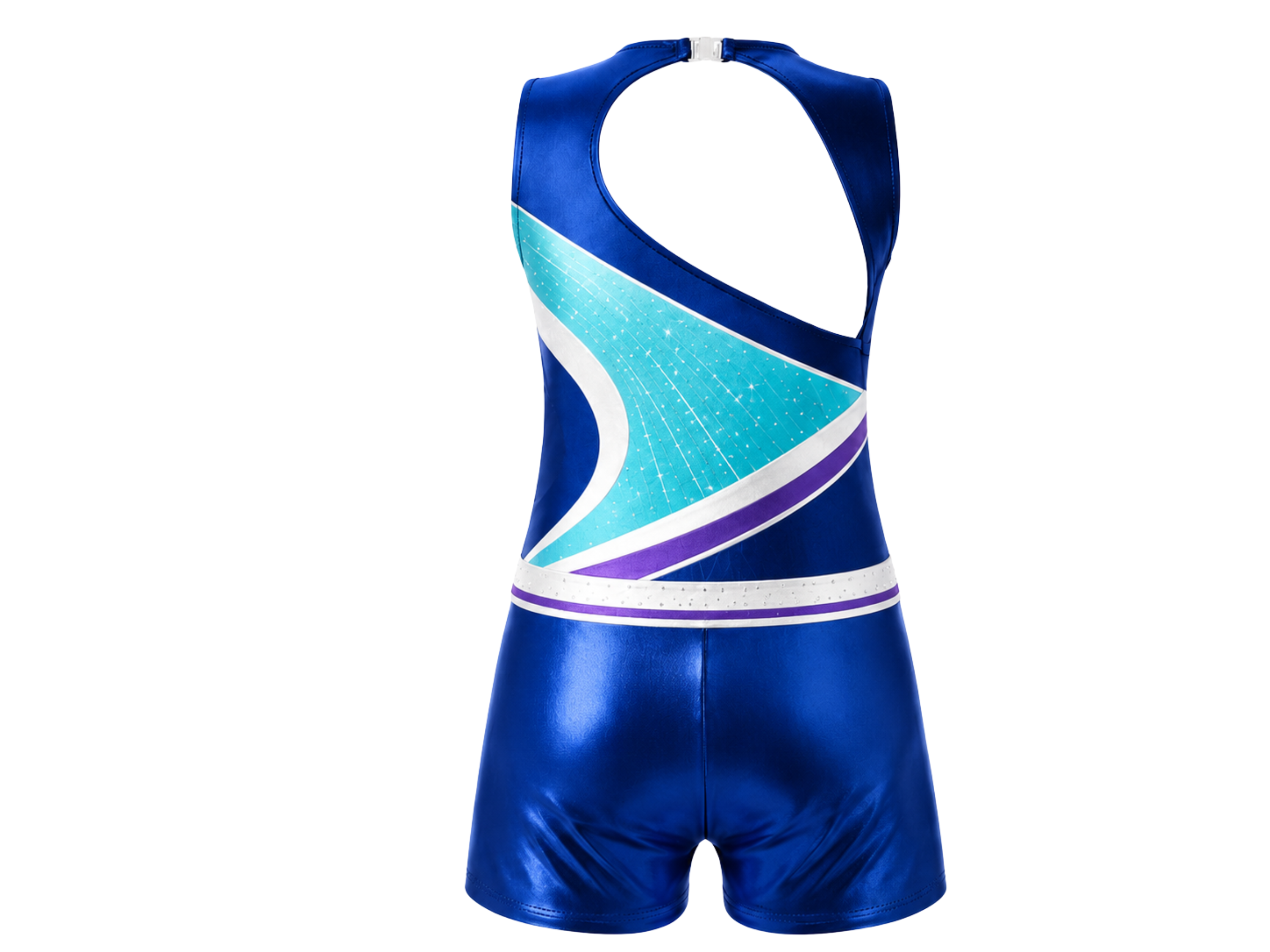 Custom Gymnastics Biketard | Wholesale Gym Team Biketard | Blue Teal White | Apparels Bridge